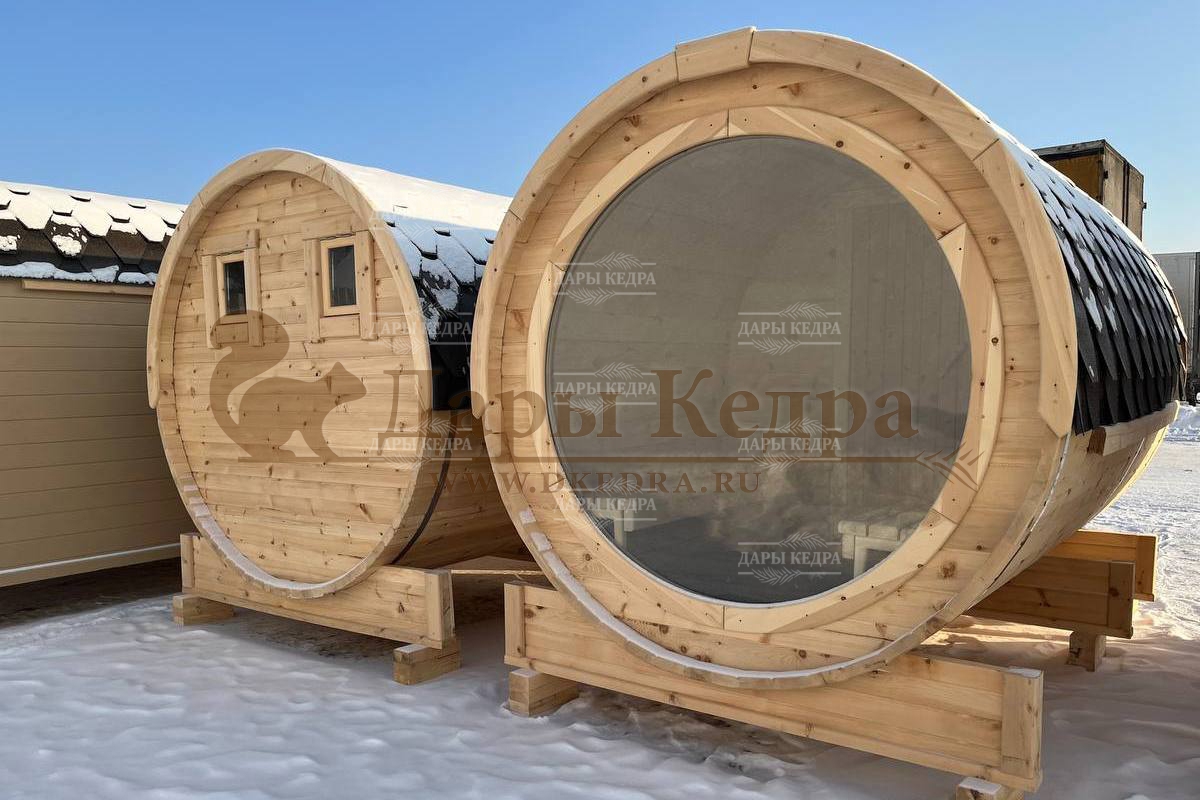 Баня-бочка круглая из кедра 2 метра