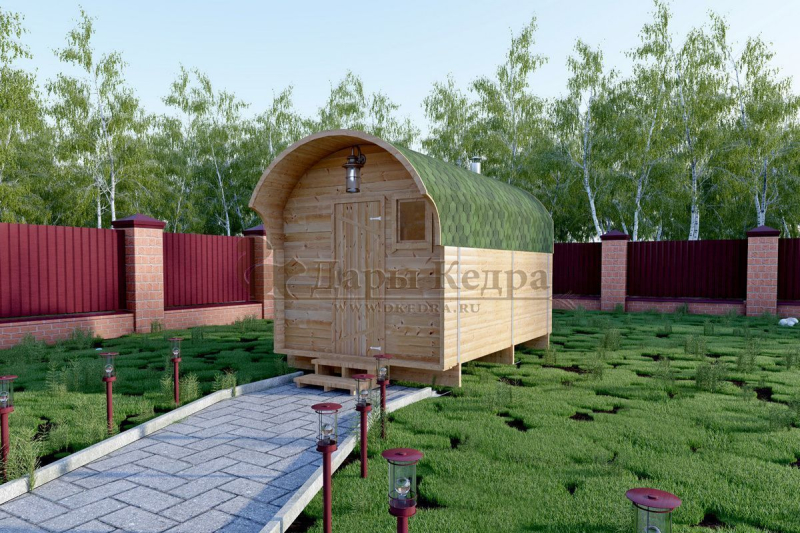 Баня-бочка буханка из кедра 3 метра